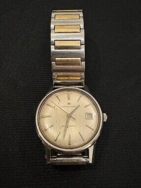 Vintage Hamilton Automatic Mens Watch Date Silver Dial Speidel Band